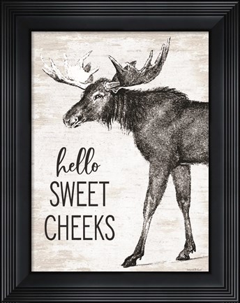 Framed Hello Sweet Cheeks Moose Print