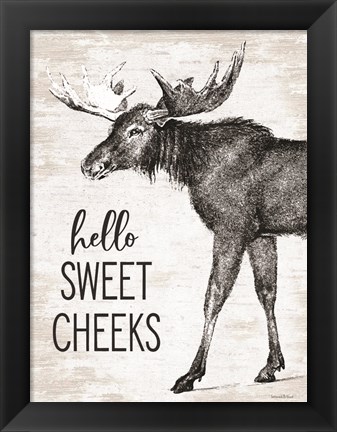 Framed Hello Sweet Cheeks Moose Print