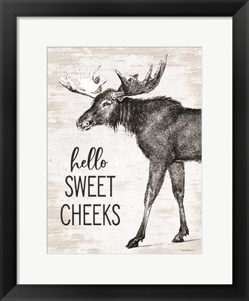 Framed Hello Sweet Cheeks Moose Print