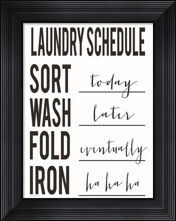 Framed Laundry Schedule Print
