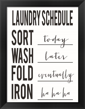 Framed Laundry Schedule Print