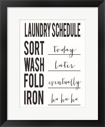 Framed Laundry Schedule Print