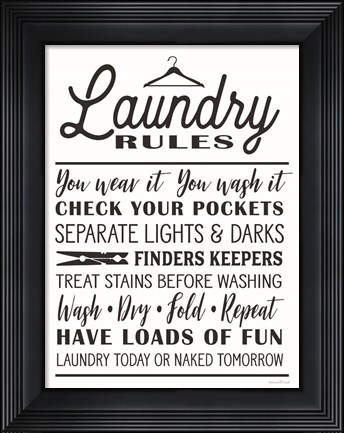 Framed Laundry Rules Print