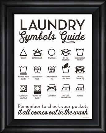 Framed Laundry Symbols Guide Print