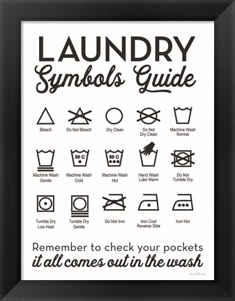 Framed Laundry Symbols Guide Print