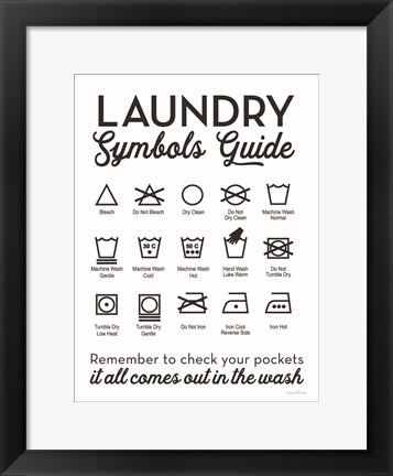 Framed Laundry Symbols Guide Print