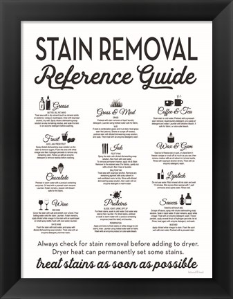 Framed Stain Removal Reference Guide Print