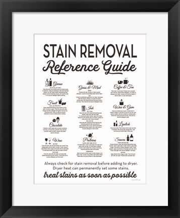 Framed Stain Removal Reference Guide Print