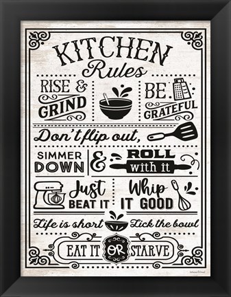 Framed Kitchen Rules Print