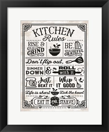 Framed Kitchen Rules Print