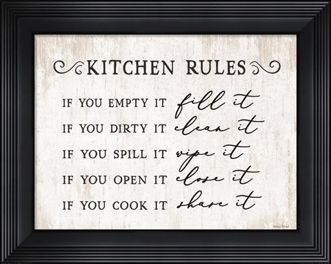 Framed Kitchen Rules Print