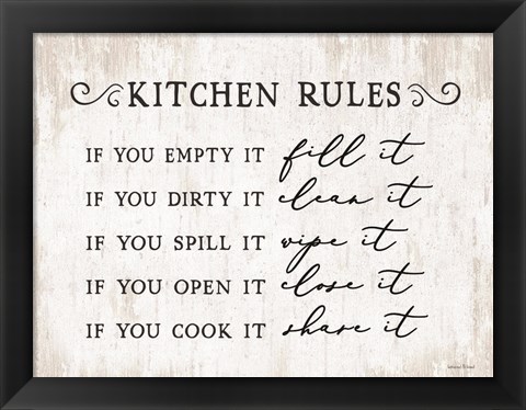 Framed Kitchen Rules Print