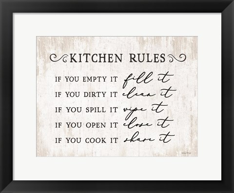 Framed Kitchen Rules Print