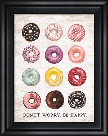 Framed Donut Worry - Be Happy Print