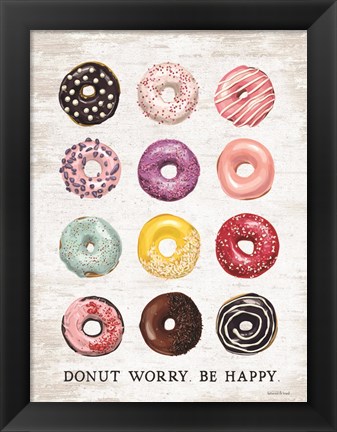 Framed Donut Worry - Be Happy Print