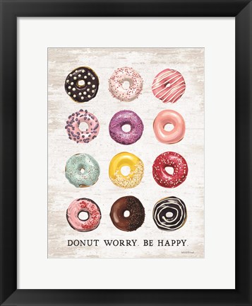 Framed Donut Worry - Be Happy Print