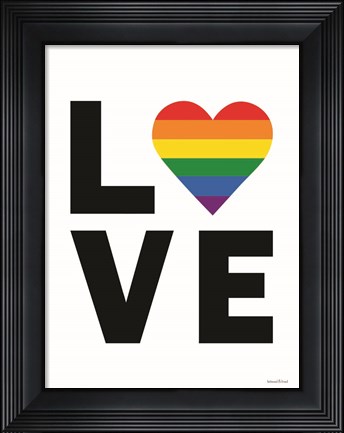 Framed Rainbow Love Heart Print