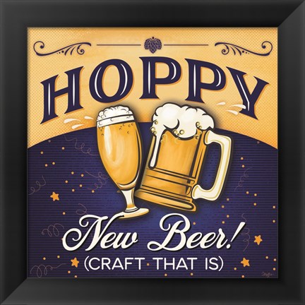 Framed Hoppy New Beer! Print