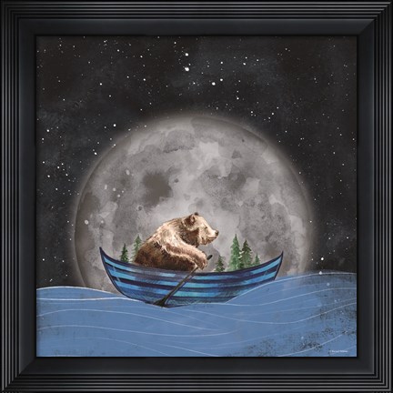 Framed Bear Rowing in the Sea Print