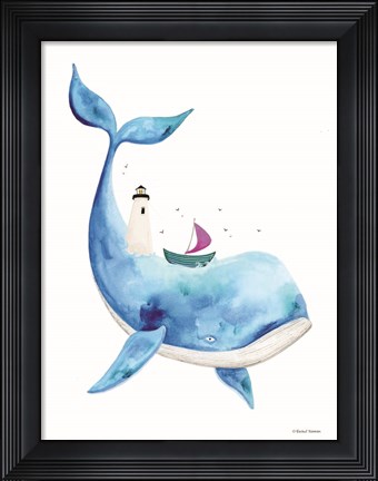 Framed Sea On Its Back Whale Print