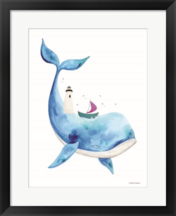 Framed Sea On Its Back Whale Print