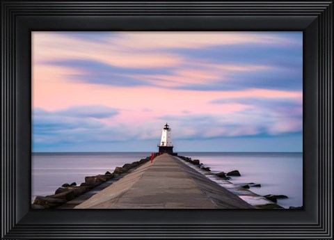 Framed Ludington North Breakwater Light Sunrise Print