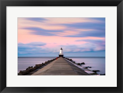 Framed Ludington North Breakwater Light Sunrise Print