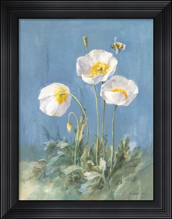 Framed White Poppies II Print