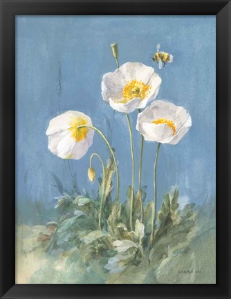 Framed White Poppies II Print