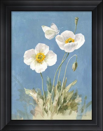 Framed White Poppies I Print