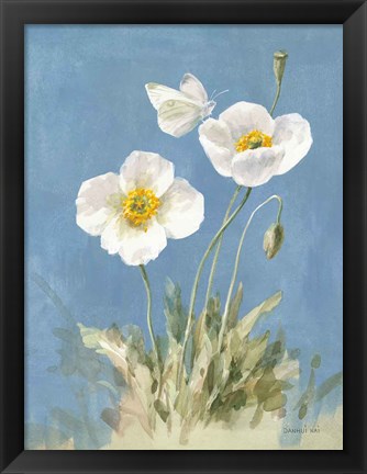 Framed White Poppies I Print