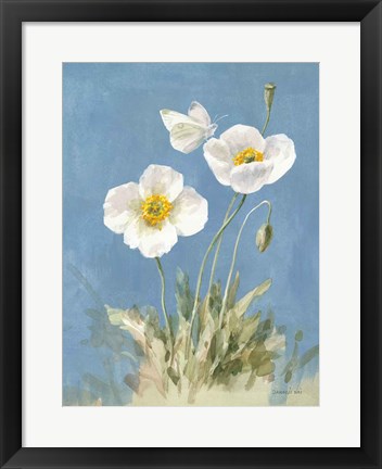 Framed White Poppies I Print