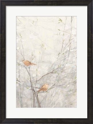 Framed Birds in Trees II Brown Print