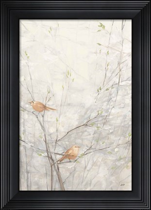 Framed Birds in Trees II Brown Print