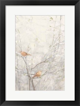 Framed Birds in Trees II Brown Print