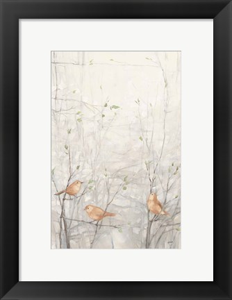 Framed Birds in Trees I Brown Print