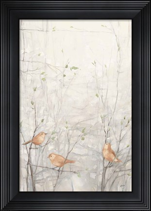 Framed Birds in Trees I Brown Print