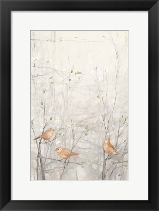 Framed Birds in Trees I Brown Print