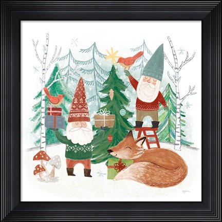 Framed Woodland Gnomes I Print