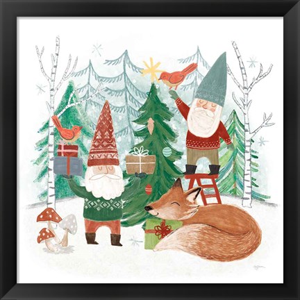 Framed Woodland Gnomes I Print