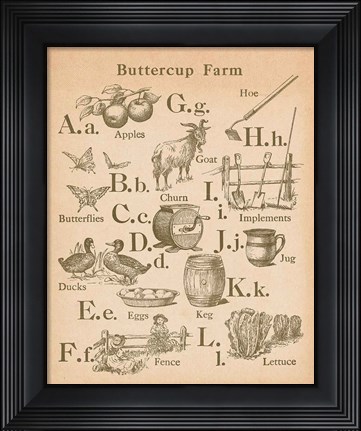 Framed Vintage Alphabet I Print