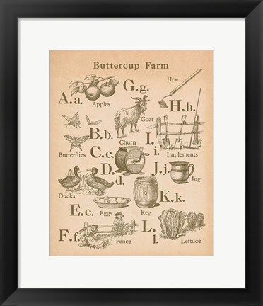 Framed Vintage Alphabet I Print