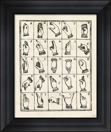 Framed Vintage Sign Language Alphabet Print