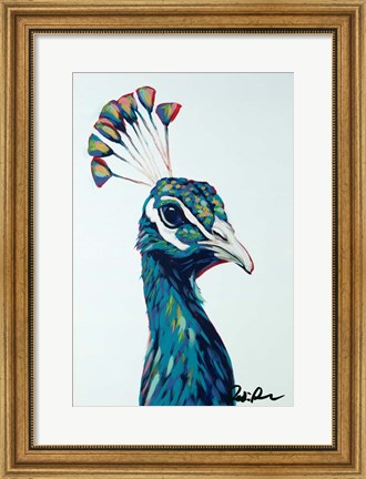 Framed Pop Peacock I Print