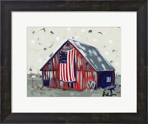 Framed Farm Pop Barn I-Flag Print