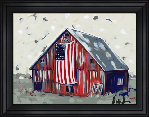 Framed Farm Pop Barn I-Flag Print