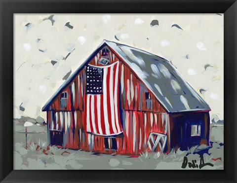 Framed Farm Pop Barn I-Flag Print