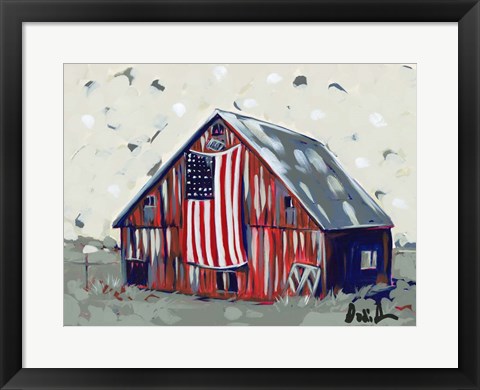 Framed Farm Pop Barn I-Flag Print