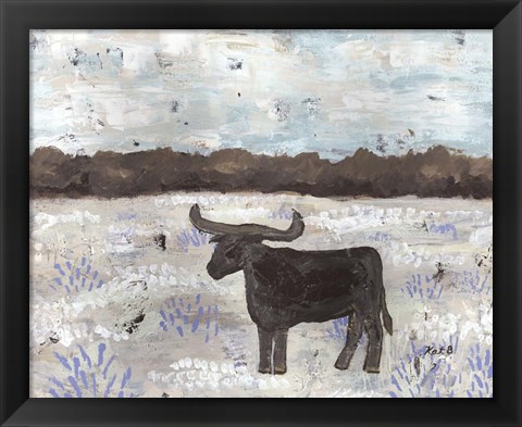 Framed Longhorn Field Print