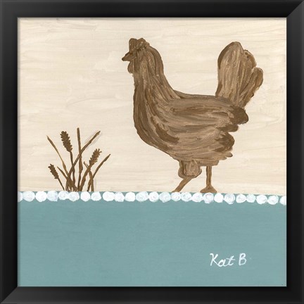 Framed Out to Pasture I  Brown Chicken Print